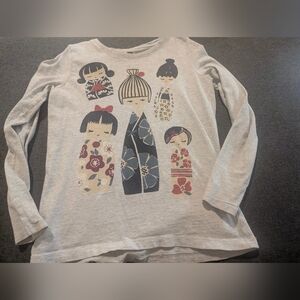 Tea Collection Girls' Kokeshi Dolls Shirt